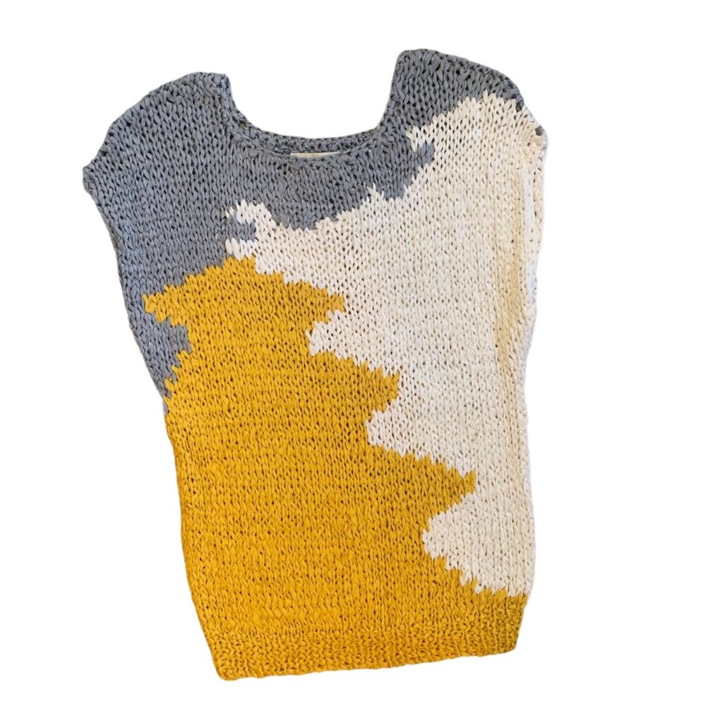 Vintage Julie Francis 100% Rayon Color Block Weave Top S